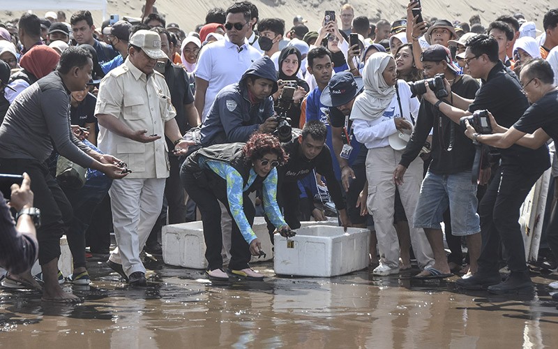 Prabowo dan Susi Pudjiastuti Kompak Bantu Nelayan Pangandaran hingga Lepas Tukik - Bagian 2