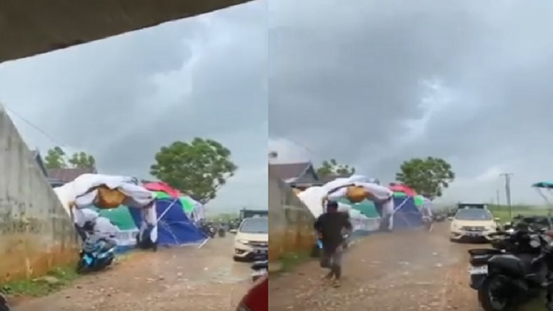 Ngeri, Tenda Acara Pernikahan Porak-poranda Diterjang Angin, Tamu Panik Berhamburan