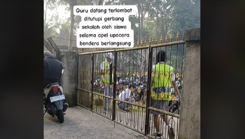 Viral Guru Terlambat Datang Sekolah Murid Tutup Gerbang, Netizen: Ini Baru Adil!