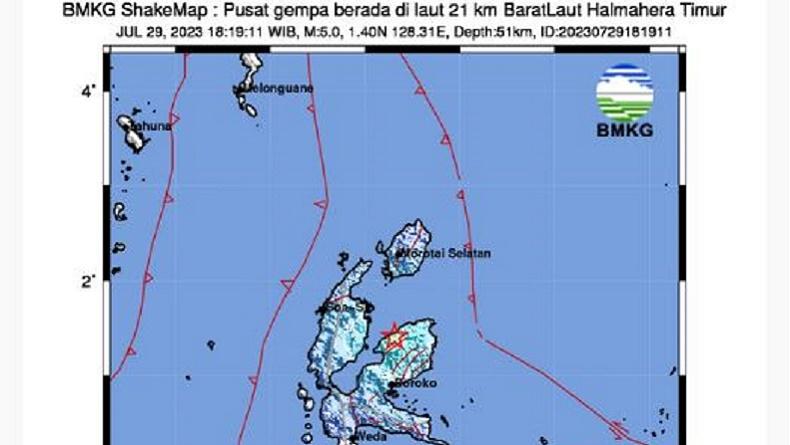 Gempa Terkini M5 0 Guncang Halmahera Timur Terasa Hingga Morotai Selatan