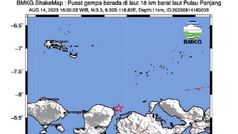 Gempa Terkini Guncang Pulau Panjang NTB, Berkekuatan M3,3