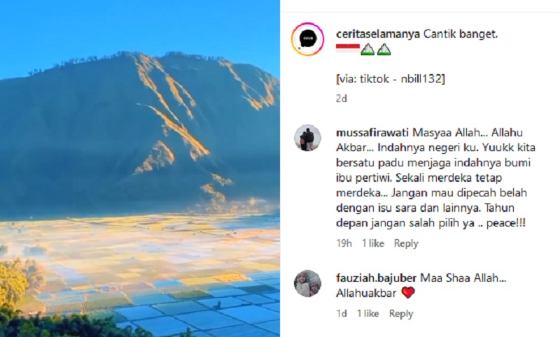 Viral Pemandangan Indah Sawah dan Gunung di Desa Sembalun Lombok, Netizen: Allahu Akbar