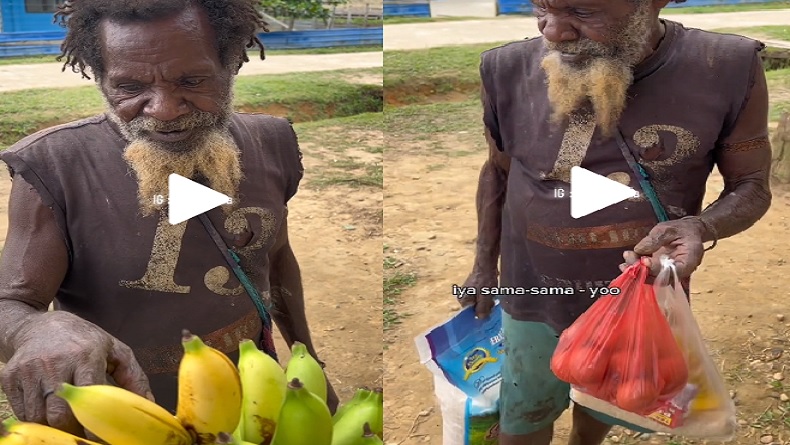 Momen Haru Pria Tua Bawa Pisang ke Rumah Warga Barter dengan Gula, Netizen Salut Dibuatnya