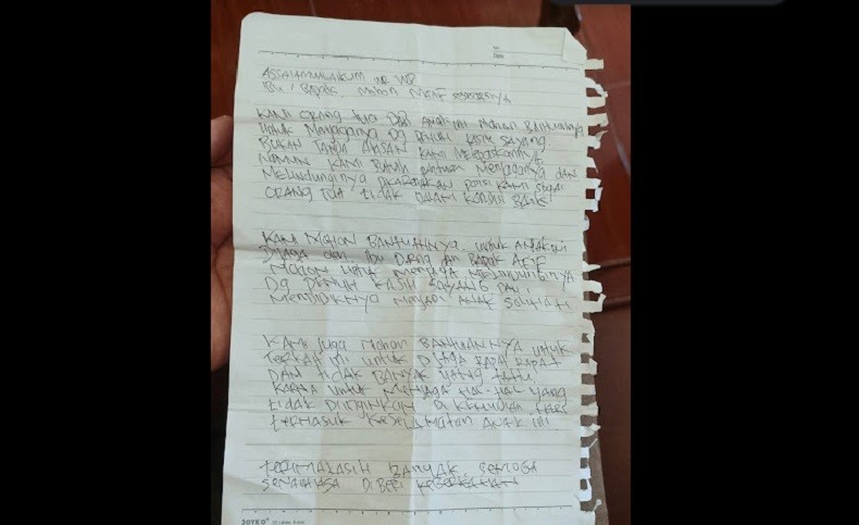 Isi Surat Orang Tua yang Tega Telantarkan Bayi di Kantor Dewan Dakwah Lampung