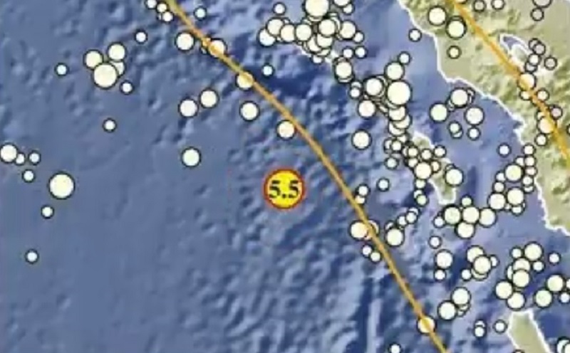 Gempa Bumi Terkini M5,5 Guncang Sinabang Aceh, Tidak Berpotensi Tsunami