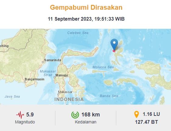 Gempa Terkini M 5 9 Pusat Di Darat Guncang Jailolo 5 Daerah Rasakan