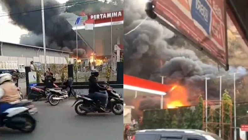 Gudang Rongsok di Belakang SPBU Cangkorah Cimahi Terbakar, Api Merambat ke Bukit