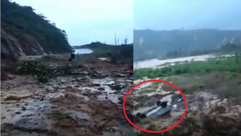 Ngeri, Mobil Terseret Longsor di Madina, Pengemudi Patah Tulang