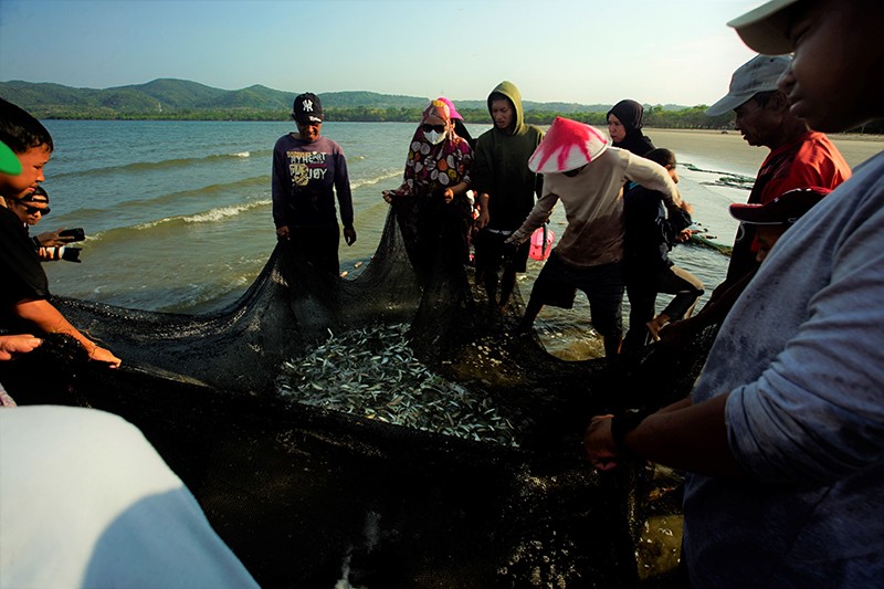 Nelayan Konawe Jaring Ikan saat Air Laut Pasang, Hasil Dibagikan Gratis - Bagian 1