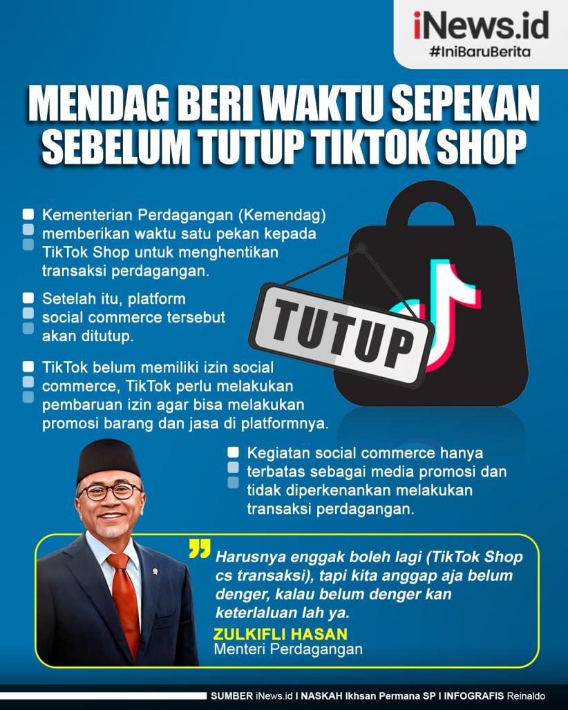 Infografis Mendag Beri Waktu Sepekan Sebelum Tutup TikTok Shop