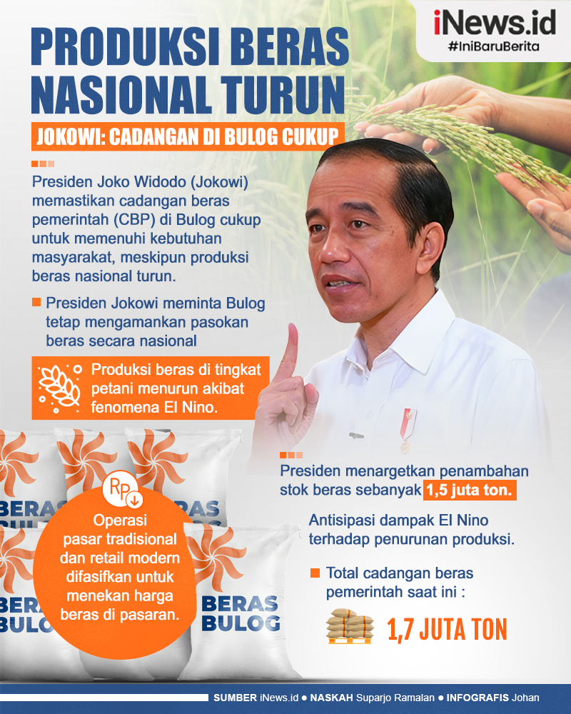 Infografis Produksi Beras Nasional Turun