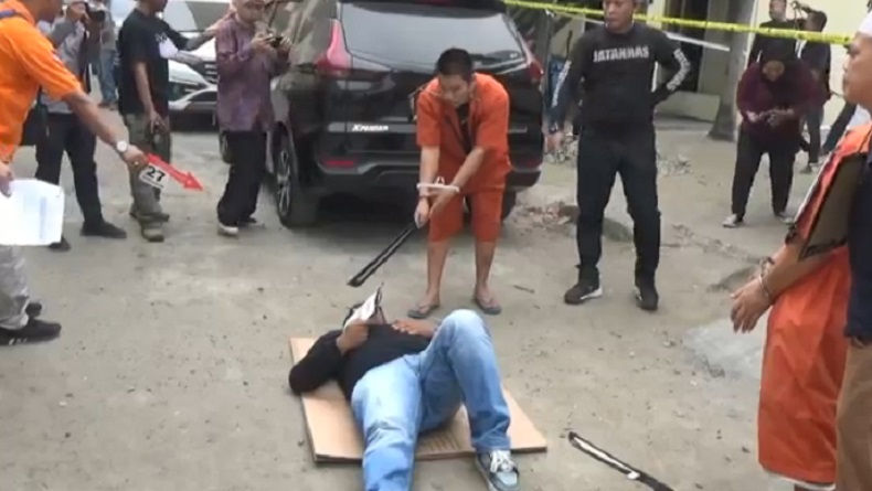 Terungkap dalam Rekonstruksi, Wajah Adik Bupati Muratara Dibacok Berulang Kali 