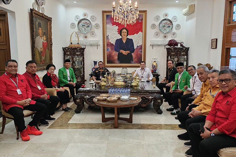 Suasana Rumah Megawati, Para Ketum Parpol Pendukung Ganjar-Mahfud Kompak - Bagian 1