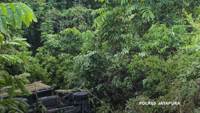Kecelakaan di Jayapura, Truk Muatan Pasir Terjun ke Jurang, 2 Orang Tewas