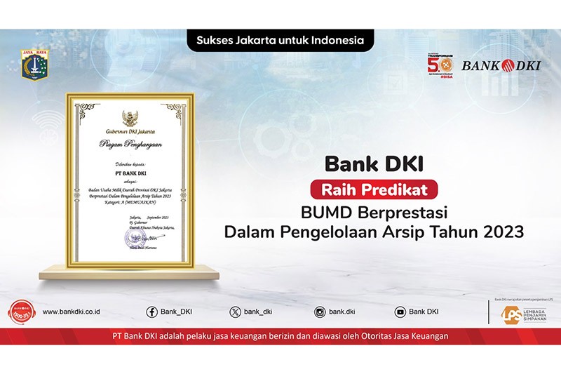 Bank DKI Kembali Meraih Penghargaan Pengelolaan Arsip Tahun 2023 dari Pemprov DKI Jakarta - Bagian 1