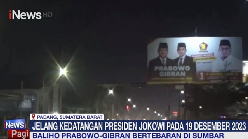 Jelang Kunjungan Jokowi ke Ranah Minang, Baliho Prabowo-Gibran Bertebaran di Sumbar