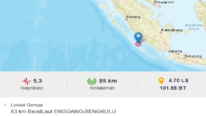 Gempa Bumi Dangkal M5,3 di Enggano Bengkulu, Ini Analisis BMKG