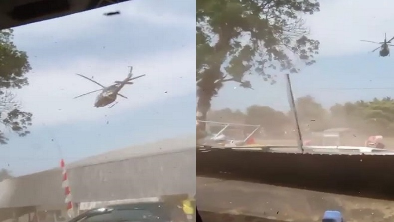 Viral Helikopter Bell Hancurkan Warung di Cijulang Pangandaran