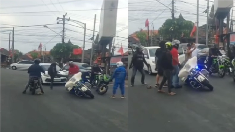 Viral Aksi Duel Pengendara Moge Vs Ninja di Tengah Jalan Badung Bali