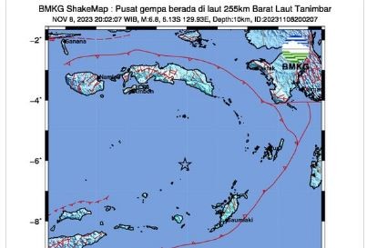 BMKG Gempa Terkini M 6,8 Guncang Tanimbar Maluku, Tidak Berpotensi Tsunami