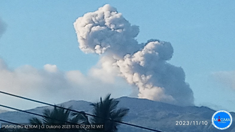 Gunung Api Dukono Erupsi, Tinggi Letusan 700 Meter di Atas Puncak