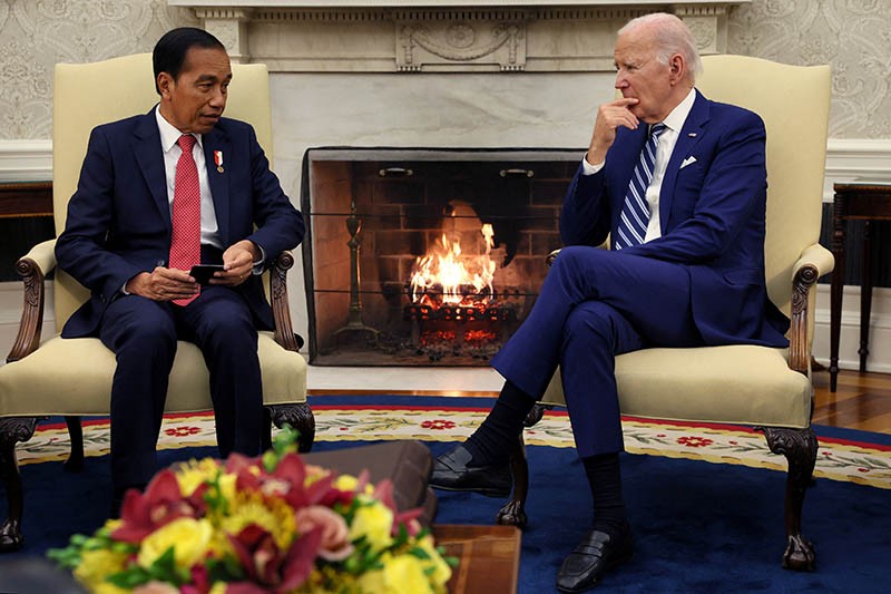 Foto Presiden Jokowi dan Joe Biden Diskusi Serius di Gedung Putih - Bagian 2
