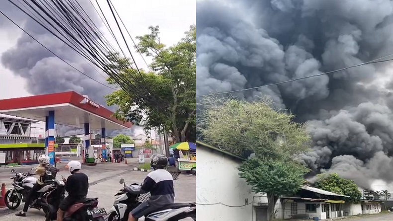 Pabrik Benang di Cipadung Kulon Panyileukan Bandung Terbakar Hebat