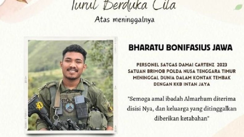 Identitas Brimob Gugur Kontak Tembak dengan KKB di Intan Jaya, Bharada Bonifasius asal NTT