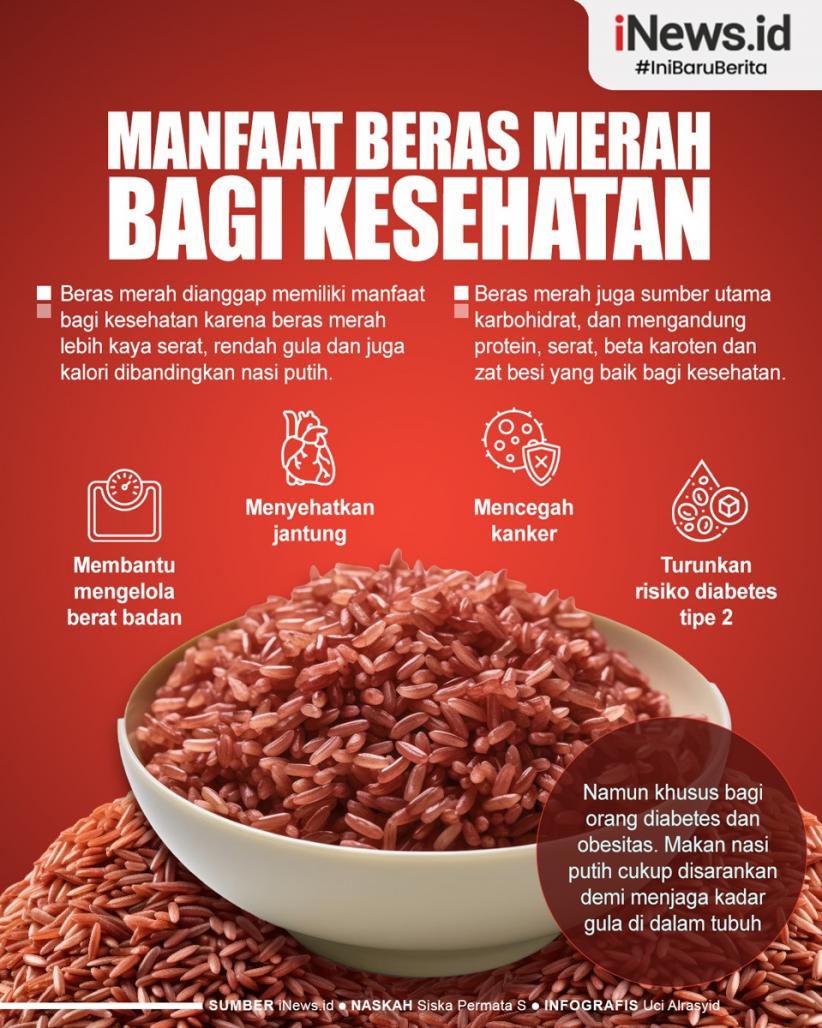 Infografis Manfaat Beras Merah Bagi Kesehatan