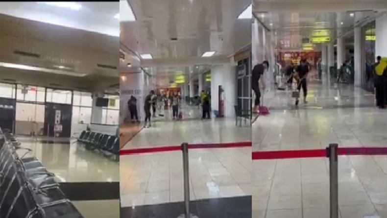 Atap Bandara Internasional Hang Nadim Batam Bocor Diterjang Hujan, Ruang Tunggu Tergenang