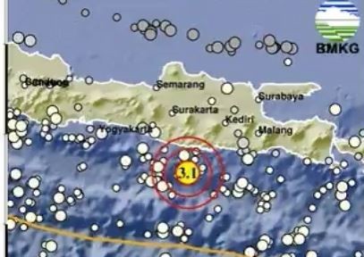Gempa Terkini Pacitan 2 Menit yang Lalu M 3,1 Kedalaman 26 Km