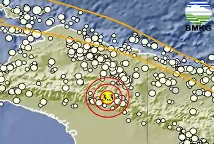 Gempa Terkini M 3,3 Guncang Yahukimo, Berpusat di Darat