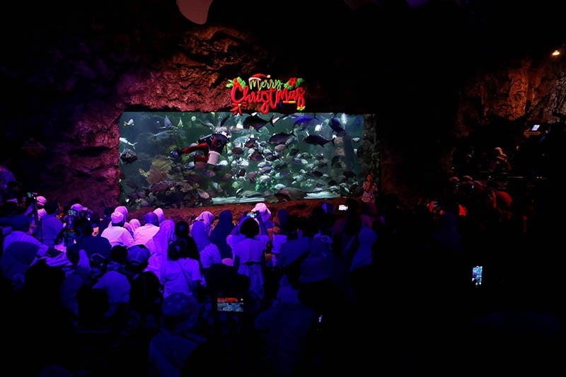 Aksi Sinterklas Menyelam bersama Ratusan Ikan di Akuarium Raksasa - Bagian 4