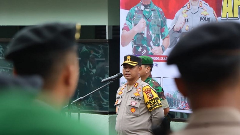 Polres Rokan Hulu Apel Bersama Koramil 02 Rambah, TNI-Polri Solid Kawal Pemilu 2024