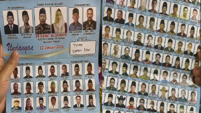 Viral Undangan Hajatan Unik Dipenuhi Foto Keluarga Bak Surat Suara Pemilu di Malang