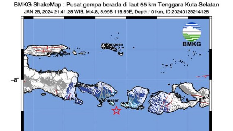 Gempa Bumi M4 8 Guncang Kuta Selatan Bali Getaran Terasa Sampai Lombok