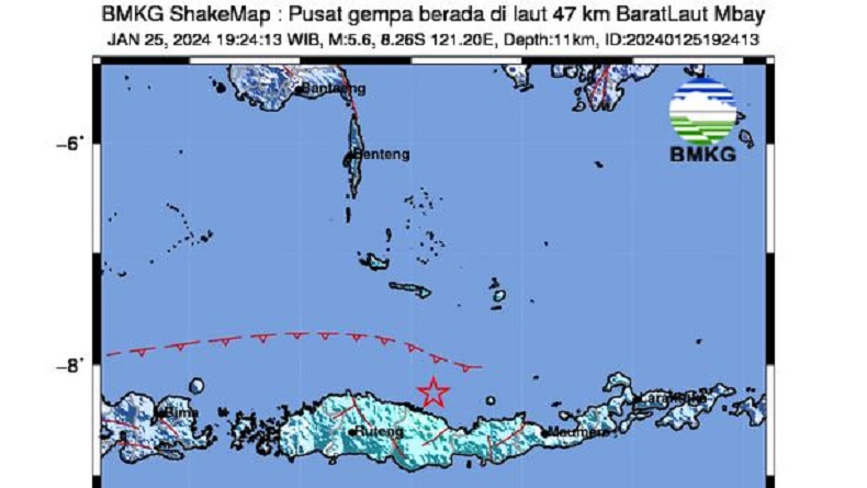Gempa Terkini M5,6 Guncang Nagekeo NTT, Terasa di Labuan Bajo hingga Kupang
