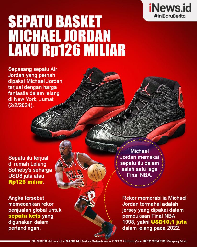 Infografis Sepatu Basket Michael Jordan Laku Rp126 Miliar dalam Lelang 