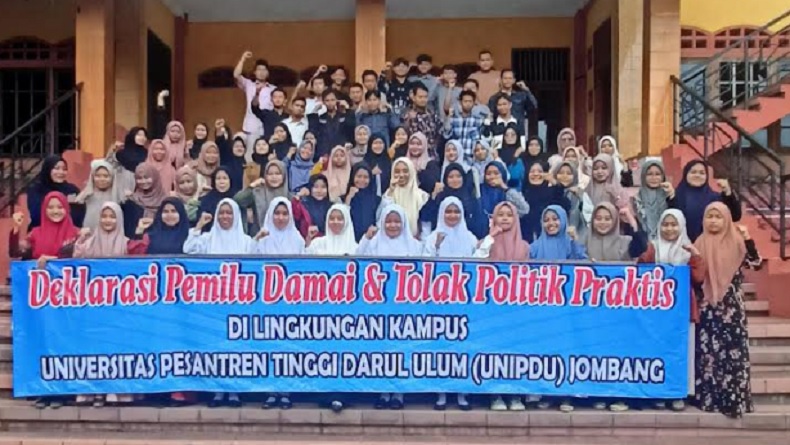 Deklarasi Pemilu Damai, Mahasiswa Unipdu Jombang Minta ASN dan Aparat Netral