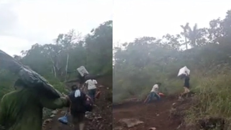 title Dramatis, Petugas Bawa Logistik Pemilu Mendaki Gunung Lewati Lembah di Ende NTT Dramatis, Petugas Bawa Logistik Pemilu Mendaki Gunung Lewati Lembah di Ende NTT