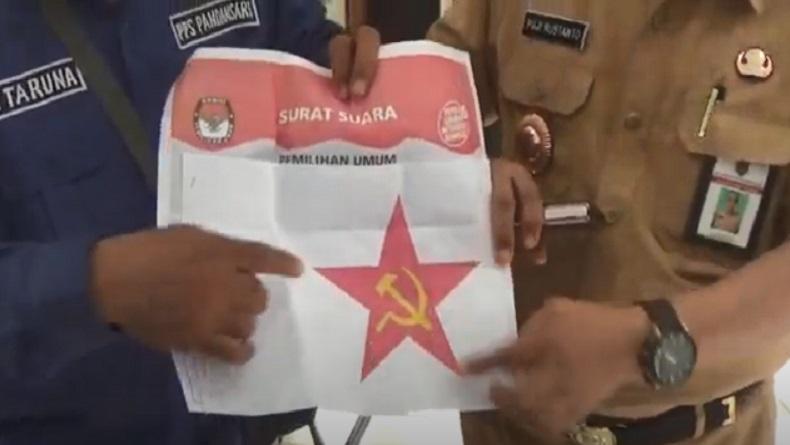 Viral di Semarang, Surat Suara Capres-Cawapres Ditempel Gambar Palu Arit