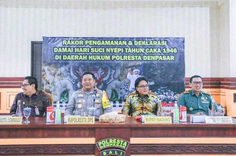 Bupati Badung Hadiri Rakor Pengamanan Nyepi di Polresta Denpasar