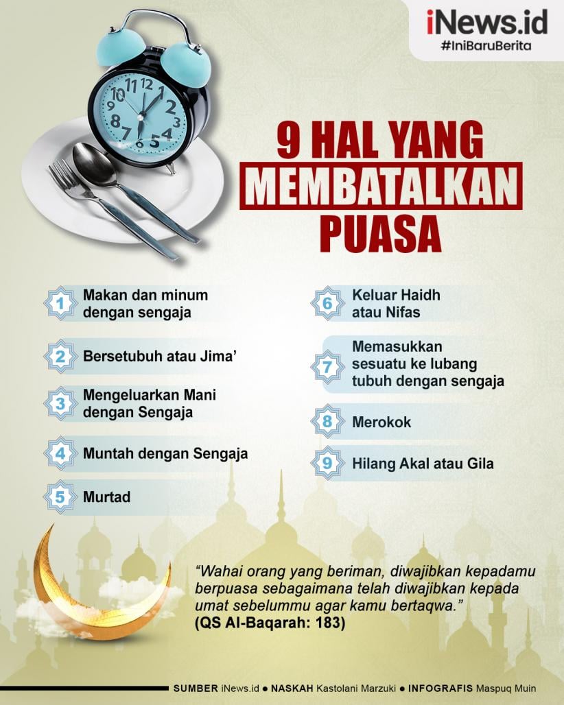 Infografis Sembilan Hal Yang Membatalkan Puasa