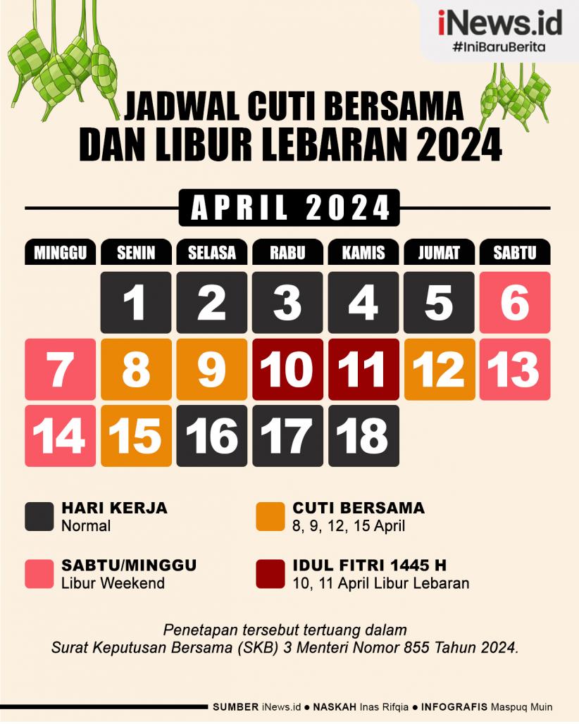 Infografis Jadwal Libur dan Cuti Bersama Lebaran 2024