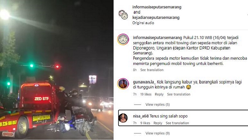 Viral Pengendara Motor dan Mobil Towing Baku Senggol di Semarang