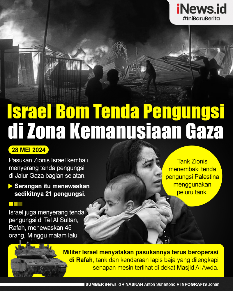 Infografis Israel Bom Tenda Pengungsi di Zona Kemanusiaan Gaza
