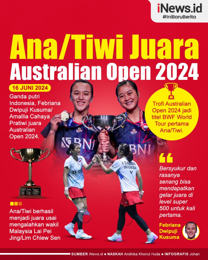 Infografis Ana/Tiwi Terharu Raih Titel BWF World Tour Perdana di Australian Open 2024