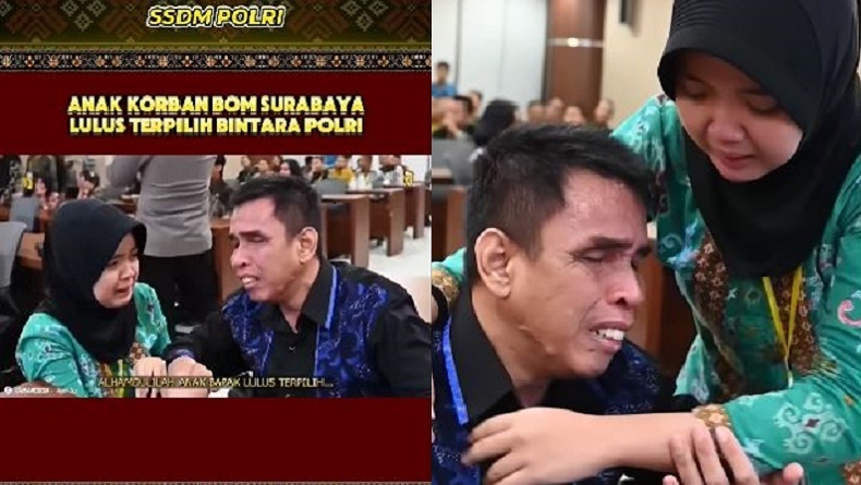 Viral Anak Korban Bom Surabaya Lolos Jadi Polwan, Tangis Haru di Pelukan Sang Ayah