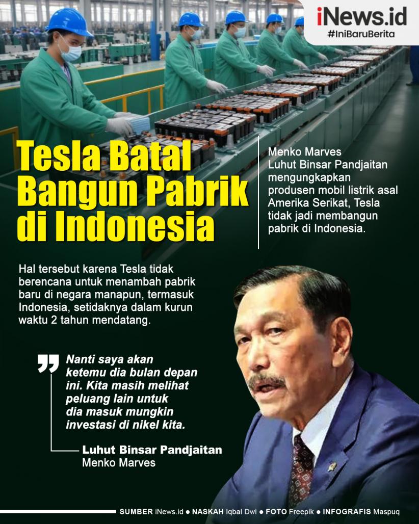 Infografis Tesla Batal Bangun Pabrik di Indonesia