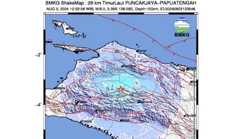 title BMKG: Gempa M5 di Puncak Jaya akibat Deformasi Kerak Bumi, Terasa hingga Wamena BMKG: Gempa M5 di Puncak Jaya akibat Deformasi Kerak Bumi, Terasa hingga Wamena